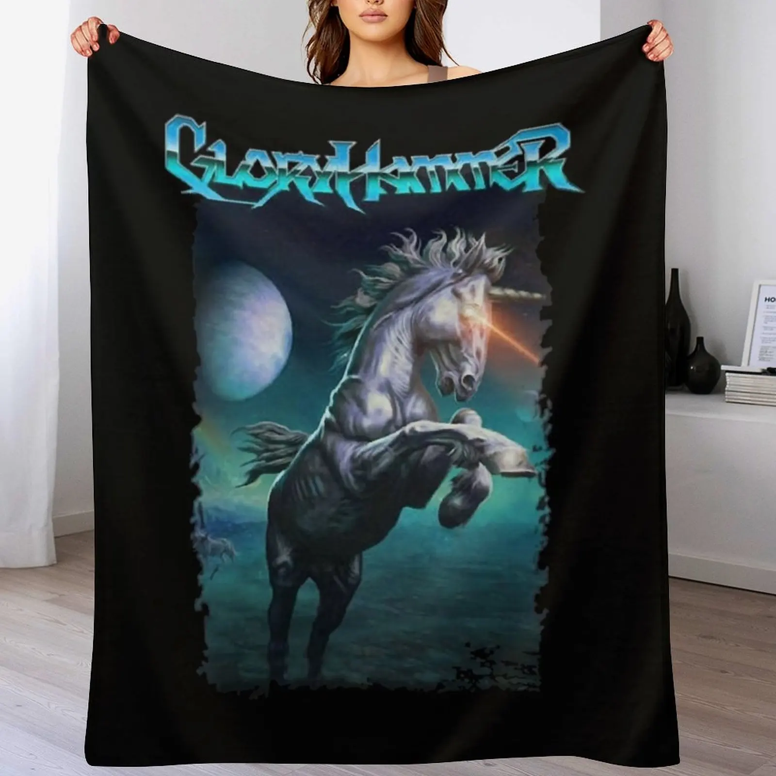 Классическое одеяло Gloryhammer с галактическим единорогом милые клетчатые