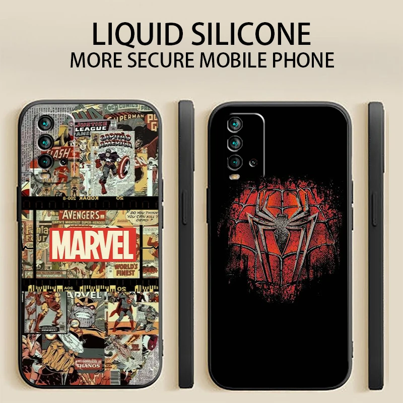 

US MARVEL Anime Phone Case For Xiaomi Redmi 9 9i 9T 9AT 9A 9C Note 9 Pro MAX 5G 9T 9S Coque Funda Liquid Silicon Unisex