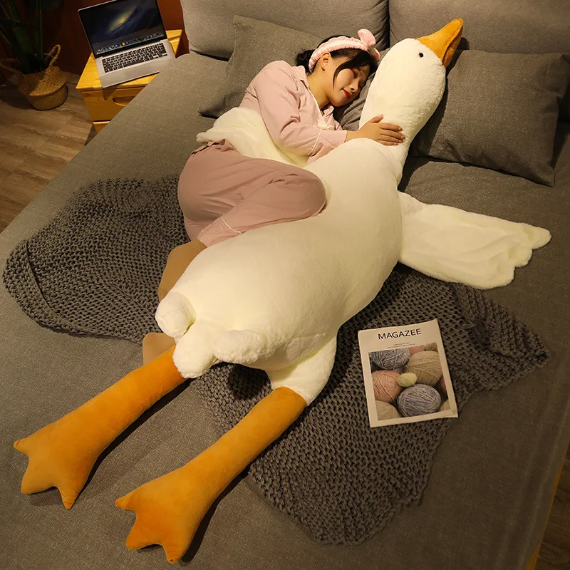 

Огромные плюшевые игрушки в виде утки, 50-160 см, милая большая гусиная Подушка для сна, милая гигантская утка, подушка для дивана, мягкая Набив...