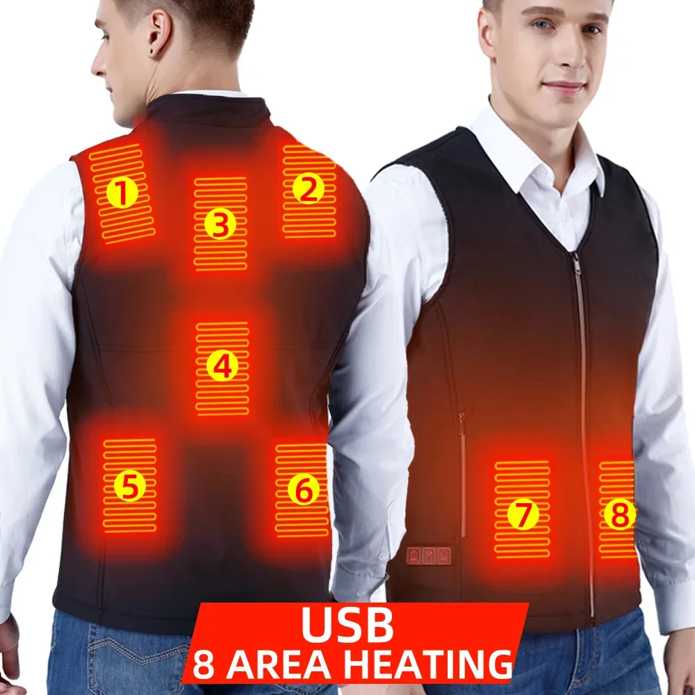 

Зимняя мужская Термоодежда, хлопковые жилеты с электроподогревом, пуховик с USB-подогревом, теплая Женская куртка без рукавов для рыбалки и охоты