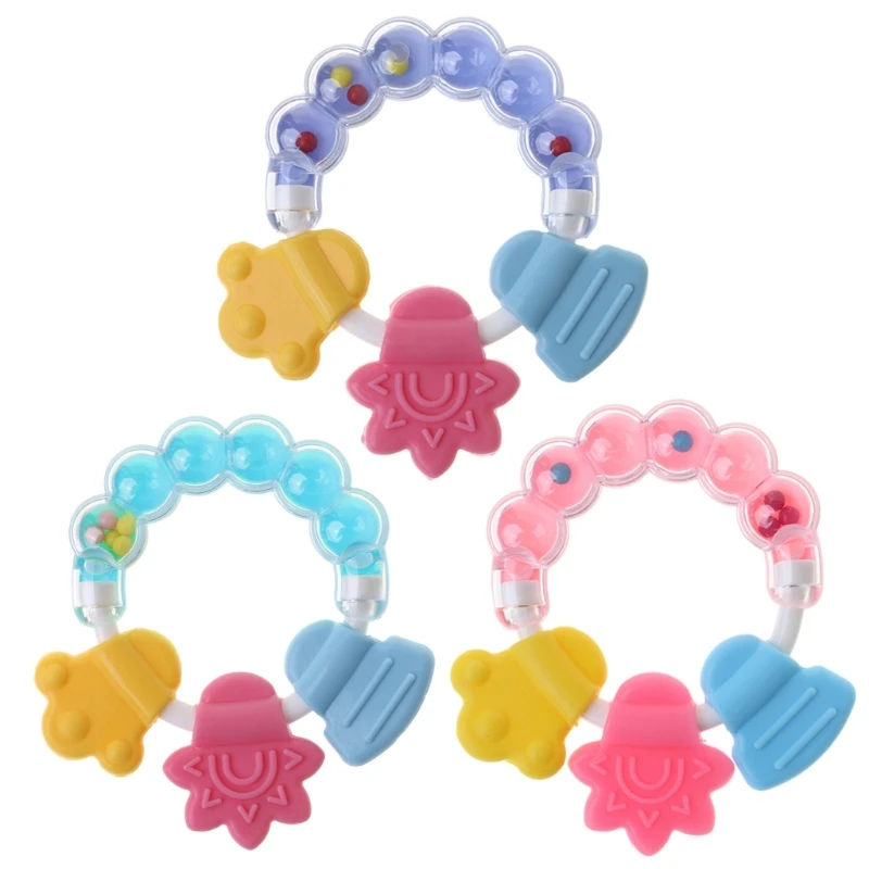 

Baby Teether Silicone Shake Sound Educational Rattle Teething