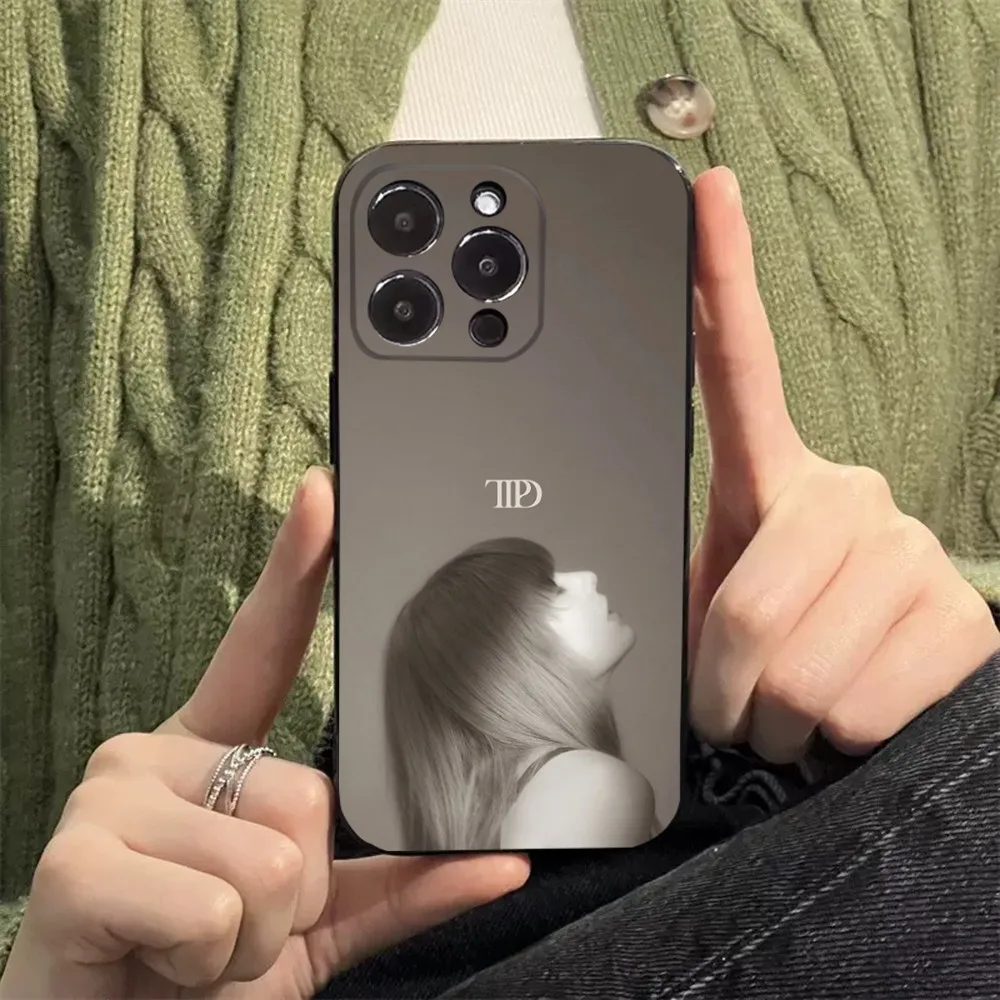 T-TaylorS TTPD S-SwiftS Phone Case For iPhone 16 15 14 13 12 11 Plus Pro Max XS X XR SE Mini 8 7 Soft Silicone Black Cover