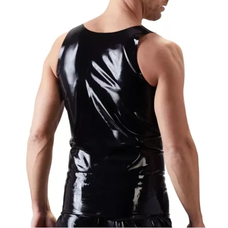 Мужской жилет ручной работы черный Фетиш Экзотика латексная резина майка для