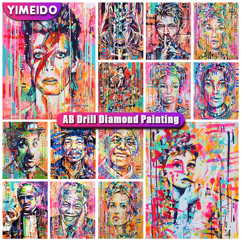 

Алмазная живопись YIMEID DIY AB, портрет, красочные наборы для вышивки крестиком, мозаика, искусство, сумка на молнии, алмазная вышивка, стразы, ру...