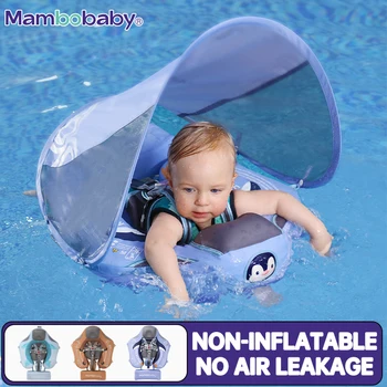 Mambobaby Baby Pool Float Blackproof Pool Mat For Infant Non-Inflatable Natation Buoy With Parasol Beach Toys For 3-24 Months