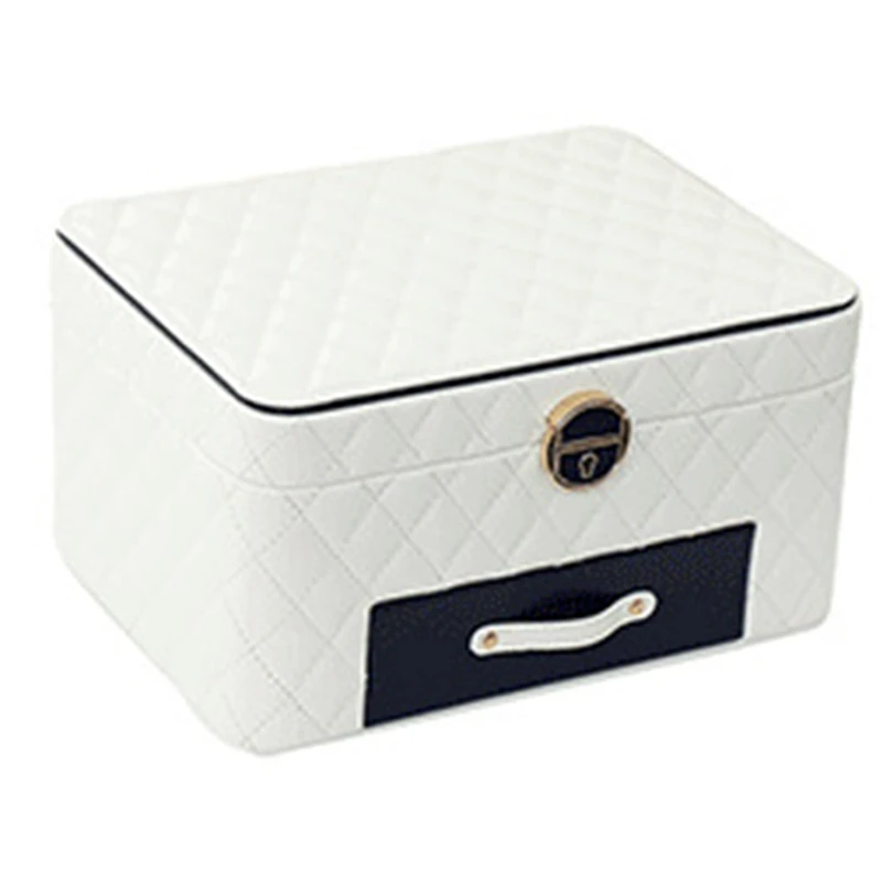 

Three Layers Retro High Quality Pu Jewelry Box With Necklace Hook Earrings Ring Necklace Storage Case Ladies Gift