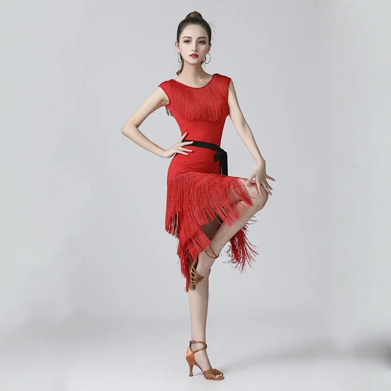 2023 женские платья для латинских танцев/выступлений черная красная женская