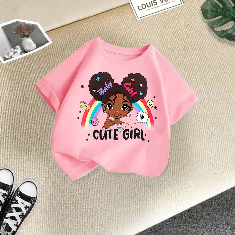 Летняя хлопковая футболка для подростков топ с мультяшным принтом детская