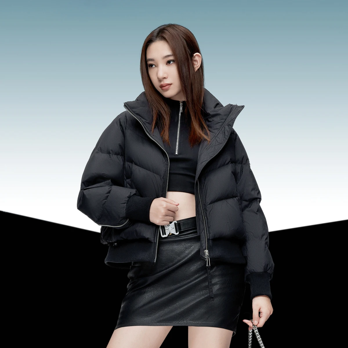Женский пуховик BOSIDENG с воротником-стойкой