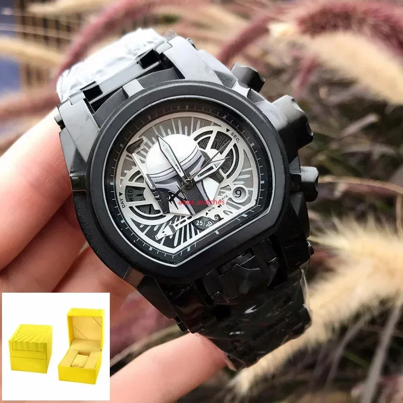 

Reserve Bolt Zeus Sports Men's Quartz Watch INVICTO Large dial waterproof 57MM Large dial steel band folding All hands can be
