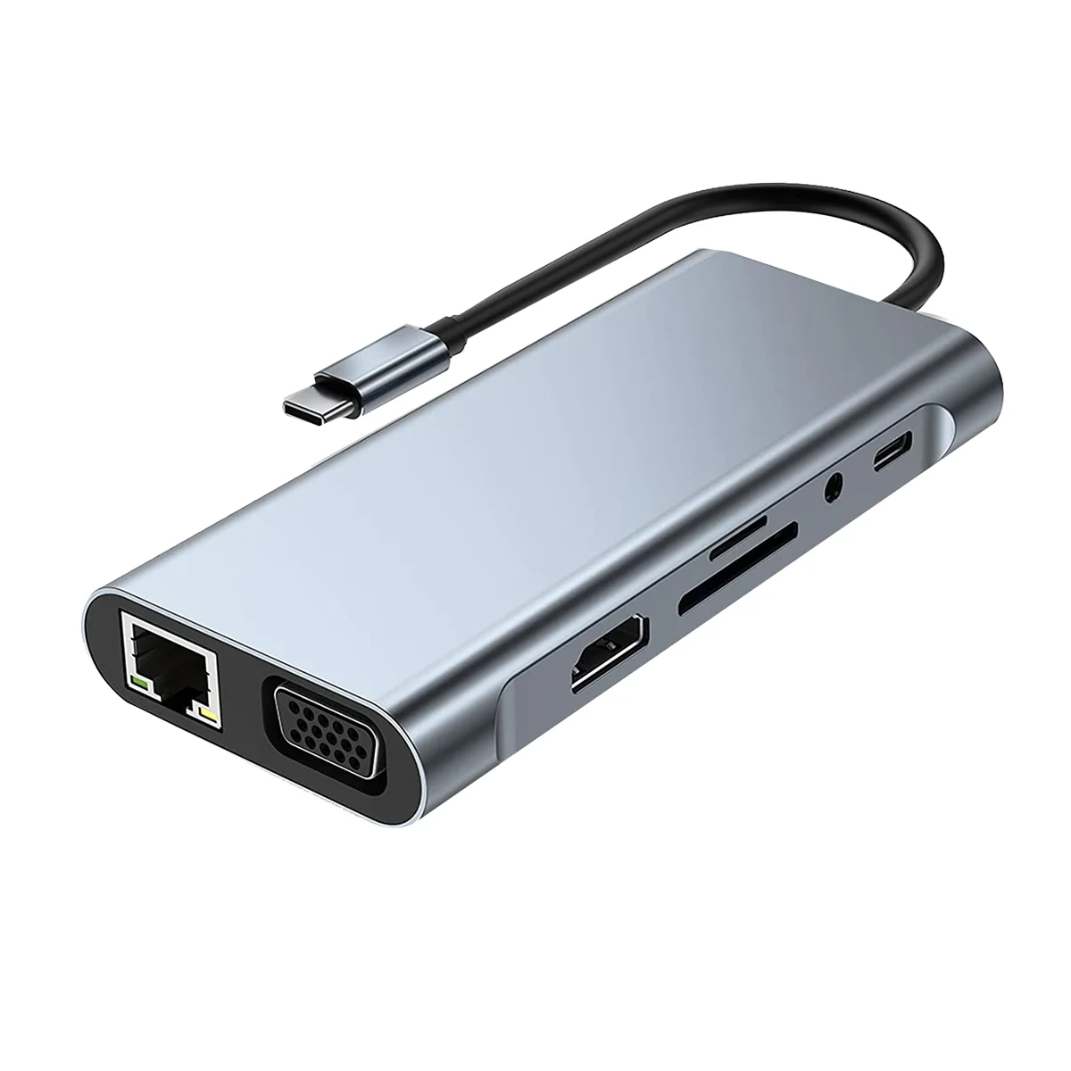 

Док-станция 11 в 1 с USB C HUB и 4K HDMI-совместимым, VGA, USB3.0, RJ45 Ethernet, SD/TF кардридером для MacBook Pro