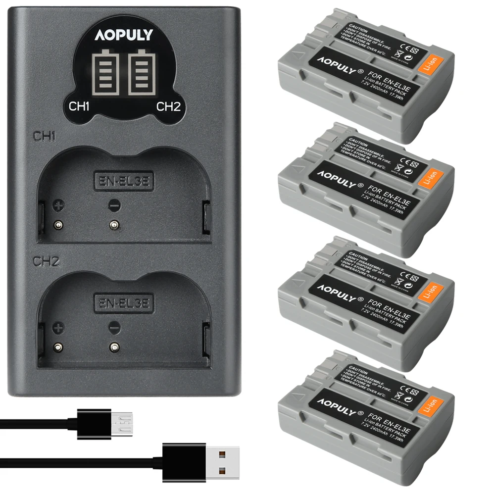 

AOPULY 2400mAh EN-EL3e EN EL3e EL3a ENEL3e Digital Camera Battery for Nikon D300S D300 D100 D200 D700 D70S D80 D90 D50 L50