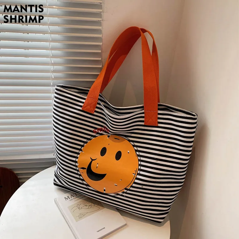 

Fashion Women's Bag Large Capacity Totes for Women Casual Canvas Bag Shopping Bag Female Handbags Designer Smiley Shoulder Bag
