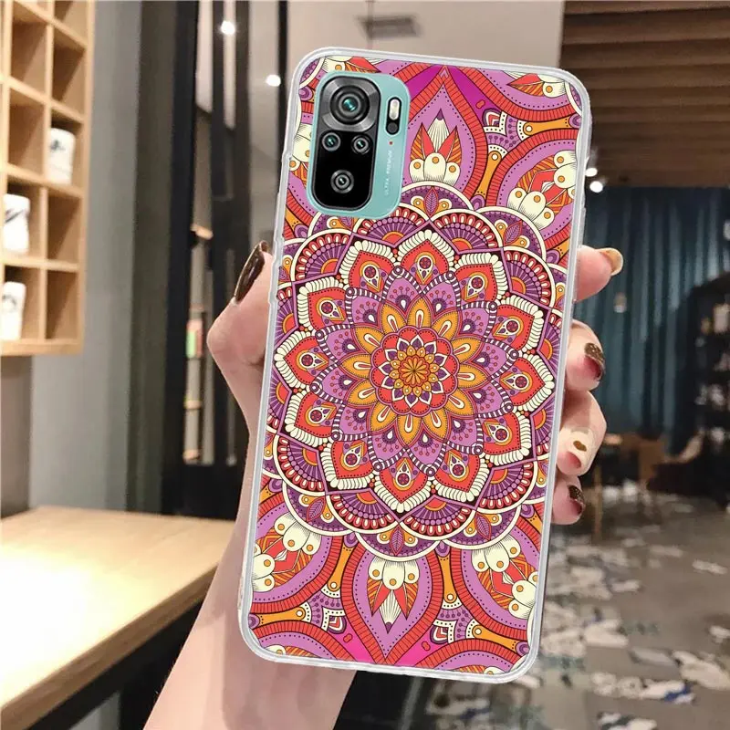 Цветной цветочный мягкий чехол Totem Mandala для Xiaomi Redmi Note 10 10S 11 11S 11T 9 9S 8T 8 12 11E Pro Plus 7 6 5 с
