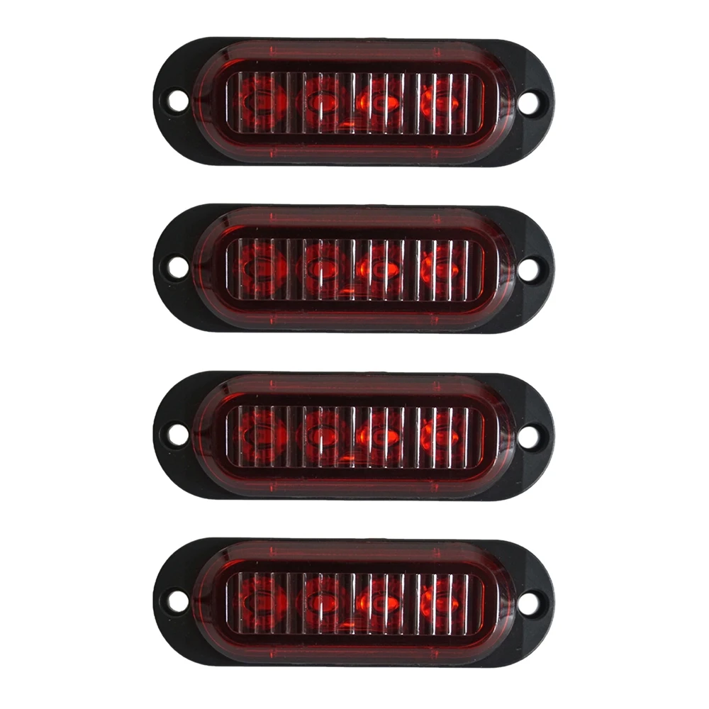 

4Pcs 4LED Led Light Head Emergency Beacon Hazard Warning Light Flash Caution Strobe LightBar for Car Truck 12-24V Red