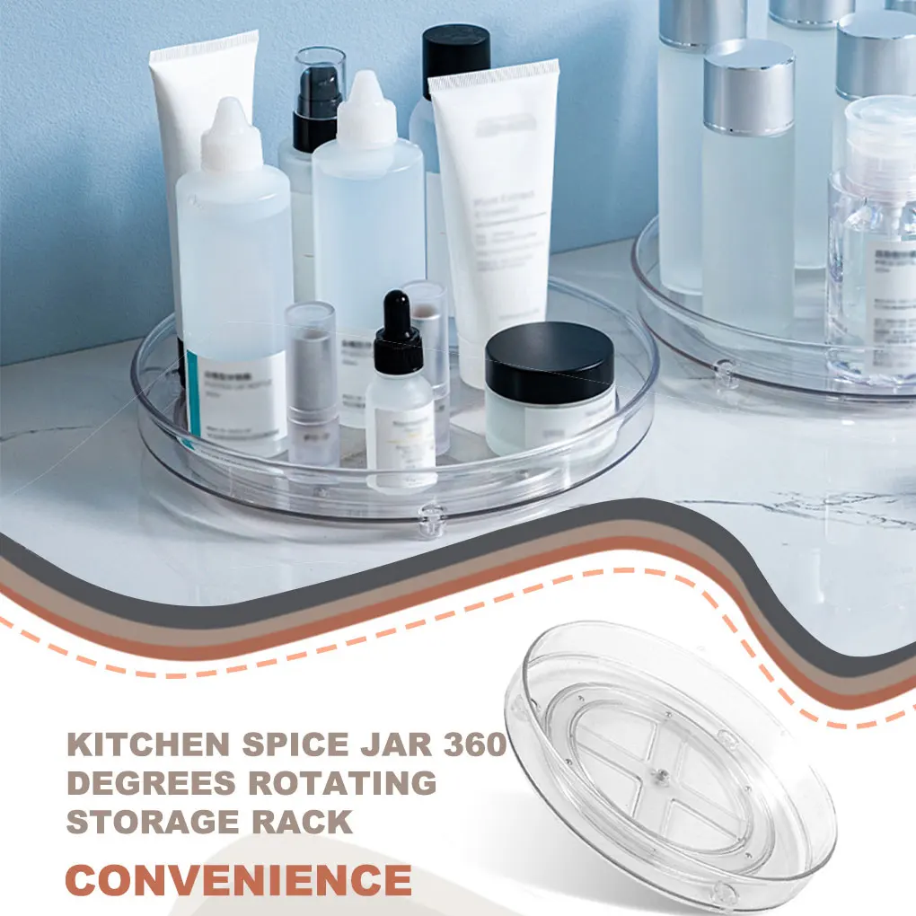 

Spice Turntable Storage Rack Cabinet Countertop 360 Degrees Rotating Organizer Cosmetic Organization Home Supplies Accessories