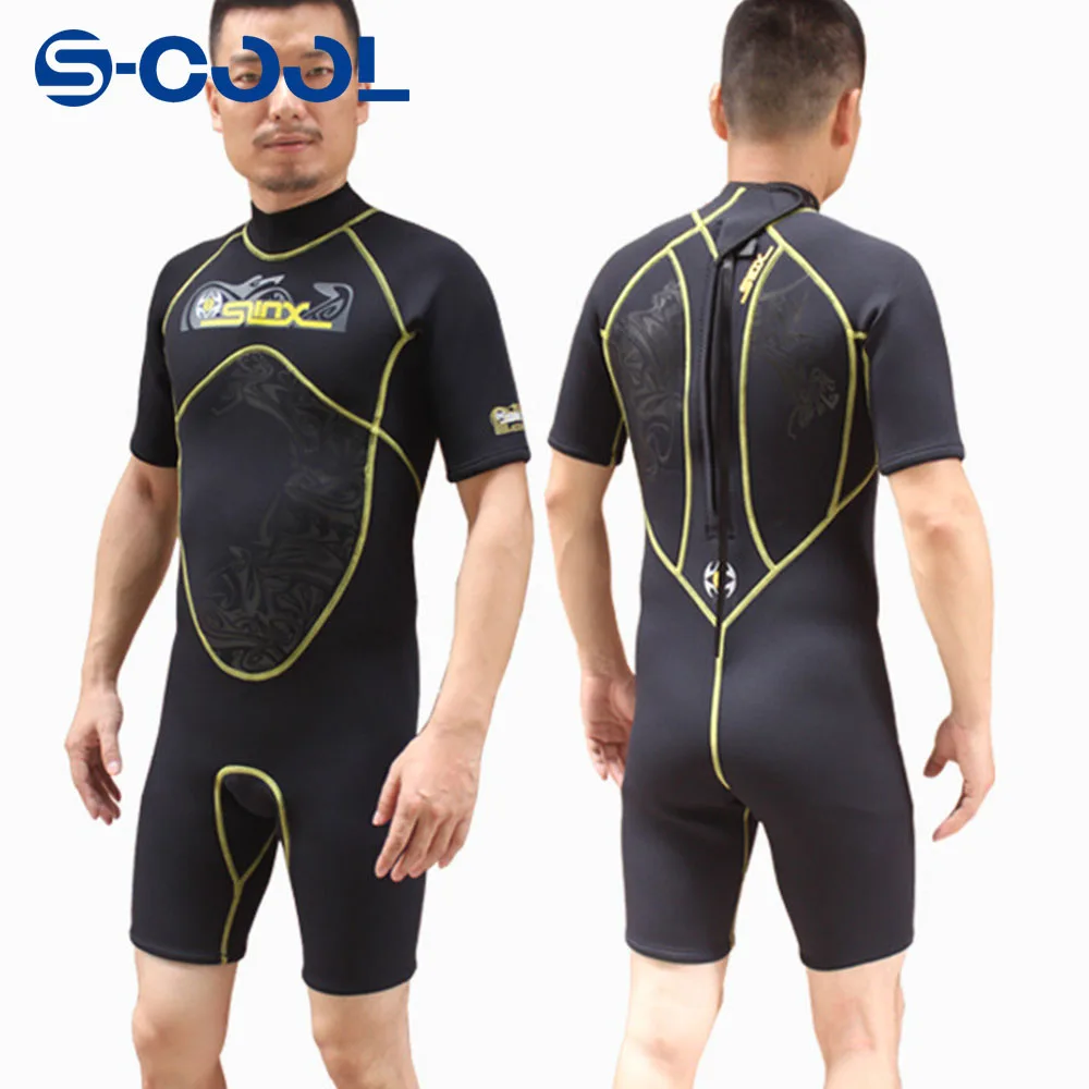 

3mm Neoprene Men Wetsuit One-piece Short Sleeve Scuba Diving Suit Swimwear Warm Swimsuit for Men Surfing Swimming Accessory