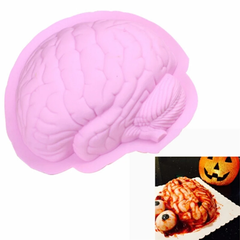 

Silicone Mold 3D Brain Shape Halloween Mold DIY Cake Decorating Tools Cupcake Cookie Baking Fondant Chocolate Candy Clay Moulds
