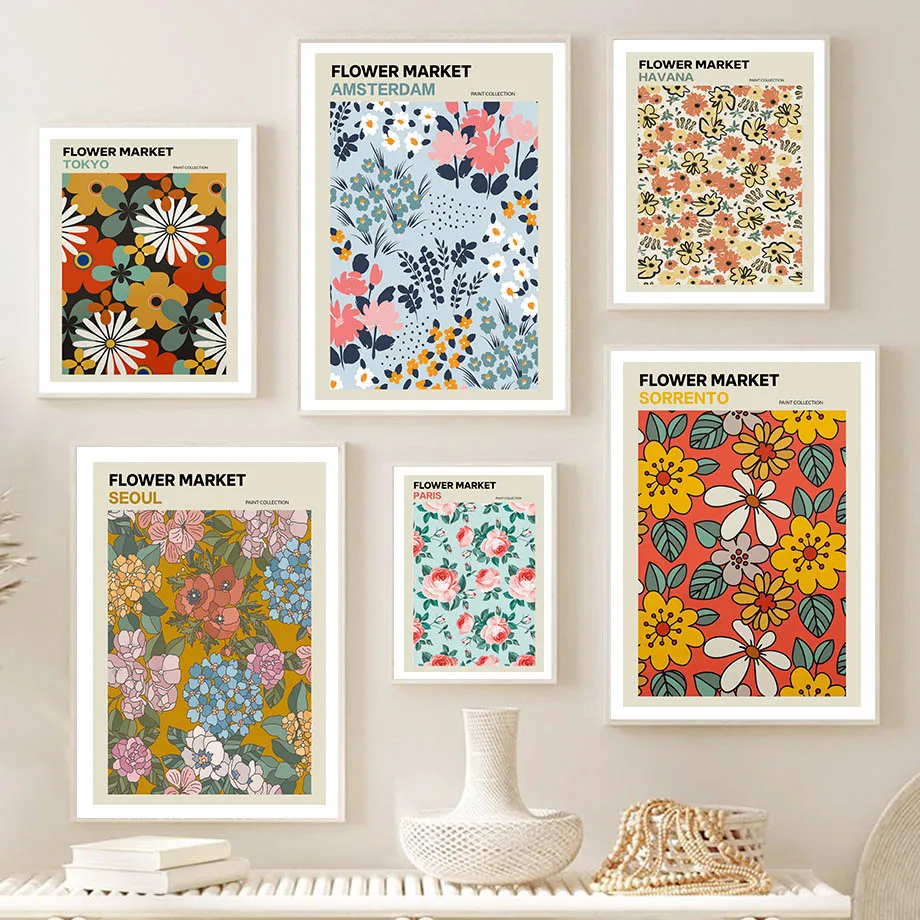 

Flower Market Daisy Vintage Abstract Wall Art Pictures Canvas Painting Nordic Aesthetics Posters And Prints Living Room Decor