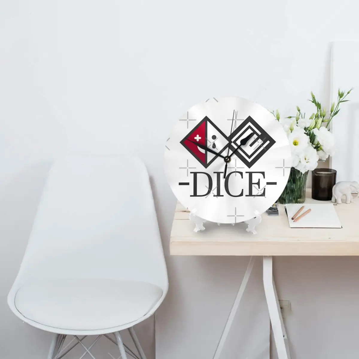 Фото D I C E настенные часы с логотипом, украшение для комнаты, круглые часы, необходимые украшения №3