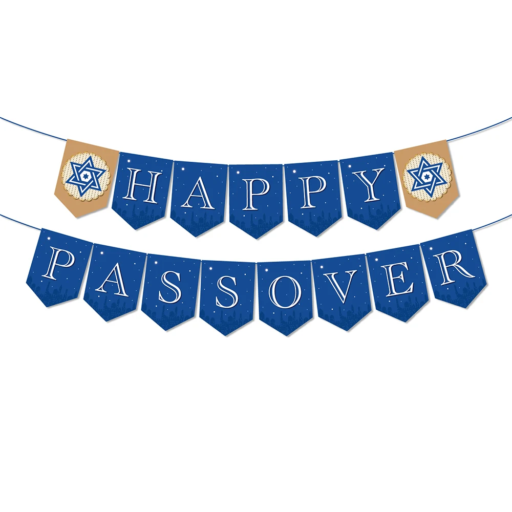 

Happy Passover Party Traditional Jewish Spring Festival DIY Background Wall Hanging Banner Bunting Flags Pass over Day Party