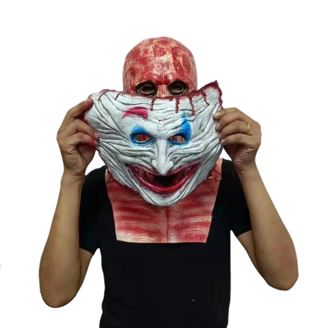 

Halloween Horror Skull Mouth Mask Movable Two-Layer Mask Jack Clown Secret Room Escape Haunted House Zombie Ghost Costume