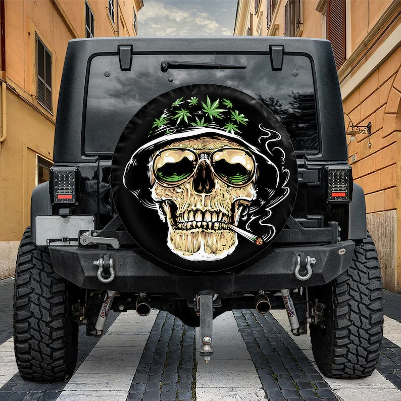 

Skull Weeds Spare Tire Cover With Or Without Backup Camera Hole, Spare Tire Cover For Jeep, Camping, 2022 Bronco, Tire Covers Re