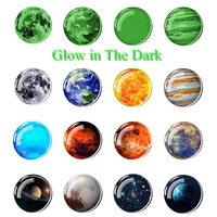 1pcs luminous solar system moon earth planet photo round glass cabochon 25mm 20mm 16mm 12mm diy jewelry making accessories