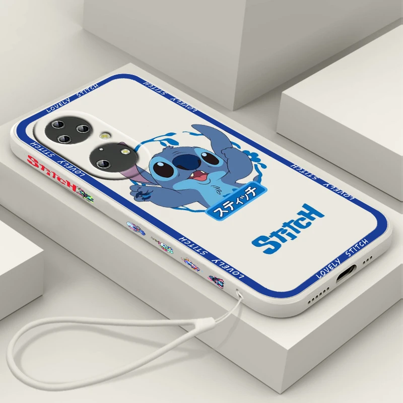 

Disney Stitch Art Cartoon For Huawei P50 P40 P30 P20 Pro Lite Nova Y9S Y9A Y9 Y6 Y70 Y90 Y61 5T Liquid Left Rope Phone Case