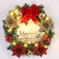 led light christmas wreath artificial pinecone red berry garland hanging ornaments front door wall decorations xmas tree wreath