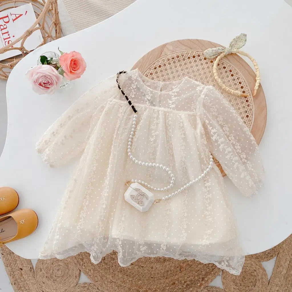 

0-5Y Girls Lace Dress Autumn Children's Long Sleeve Tulle Dress Baby Girl Birthday Wedding Princess Dress Toddler Party Vestidos