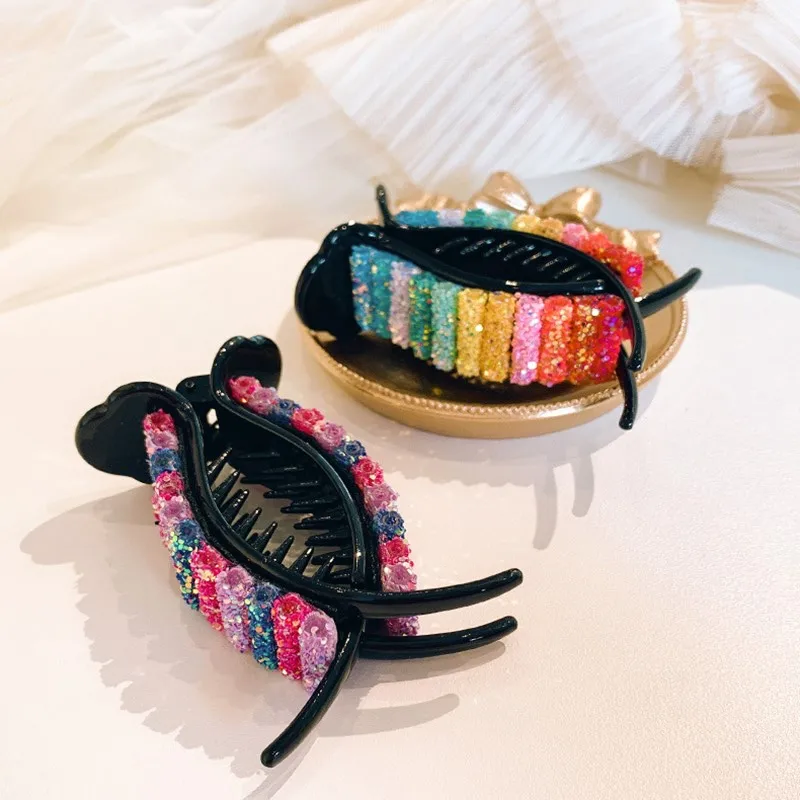 

Korean Rainbow Hair Claw Crabs Large for Ponytail Bun Hair Clamps Candy Color Clips Hairpin Fashion Headdress Accessories Gifts