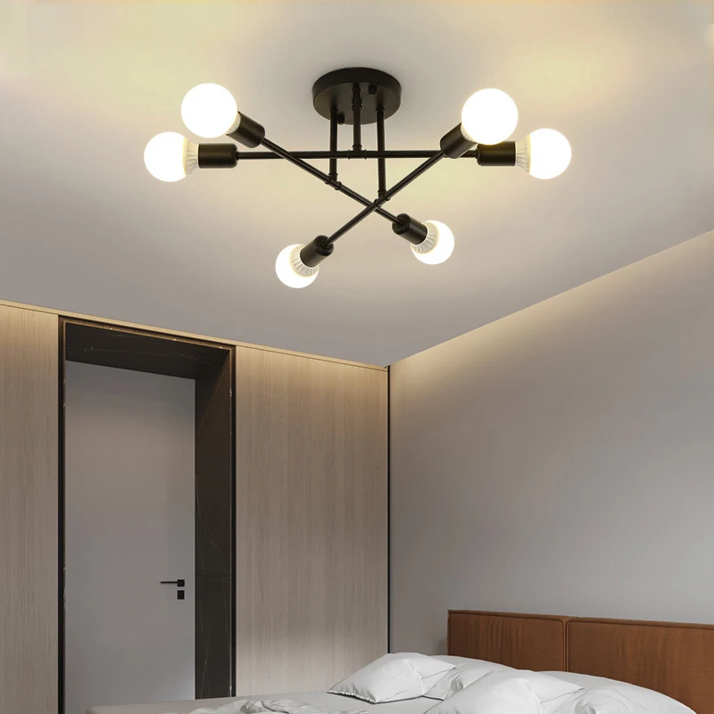 $122.36 Vintage Ceiling Lamp Multiple E27 Lamp Base 6/8 Heads Black/White/Gold For Living Room Modern Simplicity LED Ceiling Lights