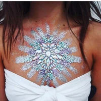new temporary womens tattoos fake tattoo stickers chest jewels crystal face decoration diamond acrylic rhinestone chest sticker