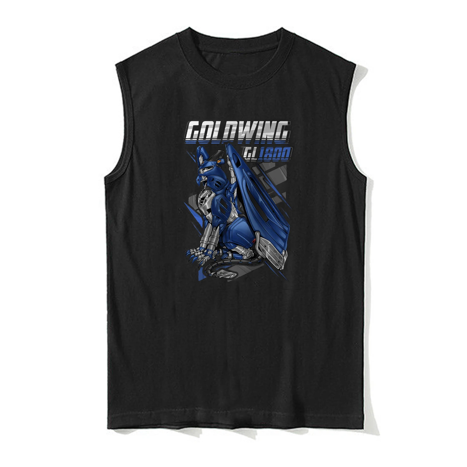 Фото Классическая японская мотоциклетная майка GL1800 Gold Wing Griffin Inspired Tanktop, 100% хлопок, с круглым вырезом, повседневная мужская футболка без рукавов №2