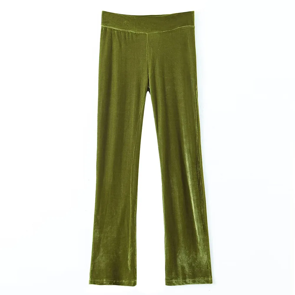 

BER&OYS&ZA Fall 2022 women's new vintage solid color fashion high-waisted loose versatile velvet slim trousers