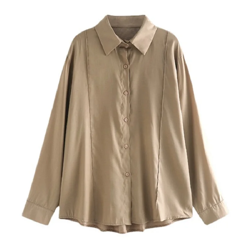 Женская рубашка с длинным рукавом Однотонная в Корейском стиле весна 2024