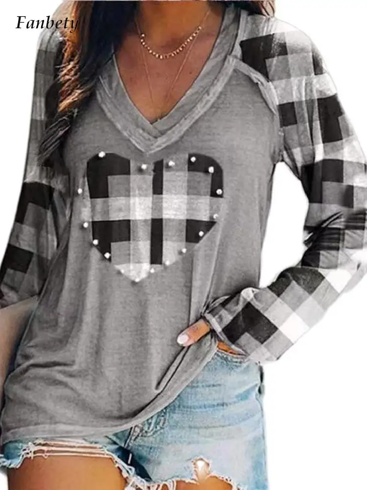 

Vintage Harajuku Print V Neck Tops Casual Leopard Pattern Shirt Women Elegant V-Neck Long Sleeve Loose Tops Spring Pullover 2022