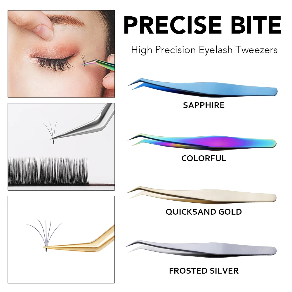 Gollee 45 Degree Superhard Tweezers Anti-Static Lash Extension Tweezers Anti-Static Lash Tweezers With Fiber Tips Lash Artists