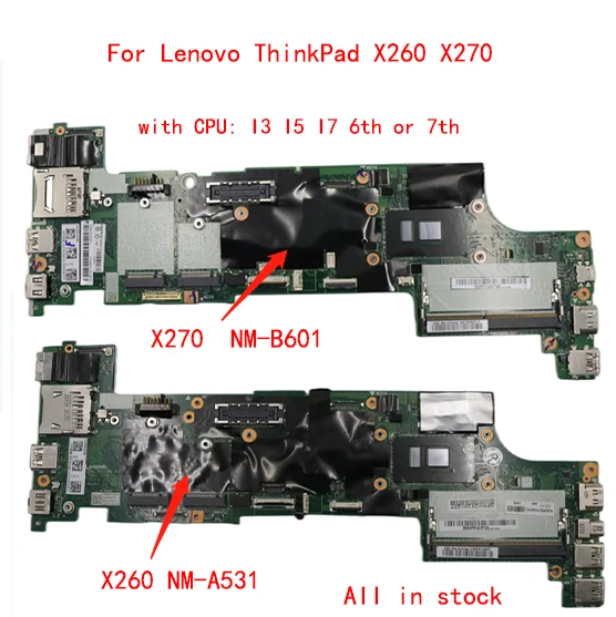 Материнская плата DX270 NM-B061 BX260 для ноутбука Lenovo Thinkpad X270 X260, материнская плата с процессором I3 / I5 / I7 6-го 7-го поколения 100%