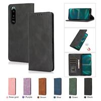 magnetic flip phone case for sony xperia 5 iii pu leather case on for sony xperia 5 iii wallet shockproof full protective cover