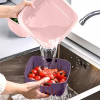 kitchen supplies plastic fruit vegetable washing plate double drain basket bowl dish tableware holder organizer colander tool