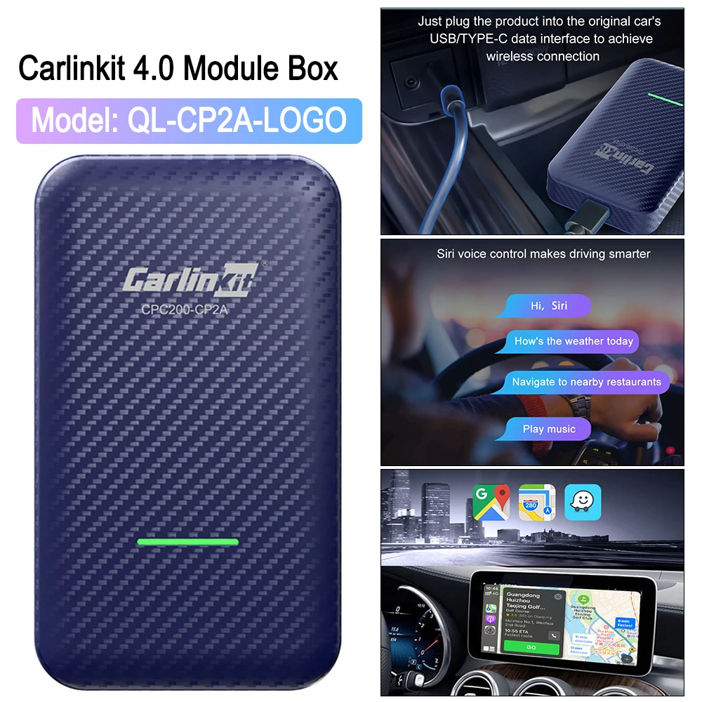 

Carlinkit QL-CP2A-логотип 5G WiFi для Android Auto Box Bluetooth-совместимый 5,0 мультимедийный видеоплеер Авто донгл автомобильные аксессуары