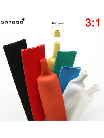 1 метр термоусадочной трубки 3:1 с клеевой трубкой, диаметр двойных стен 1,6/2,4/3,2/4,8/6,4/7,9/9,5/12,7/15,4/19,1/25,4/30/39/50 мм