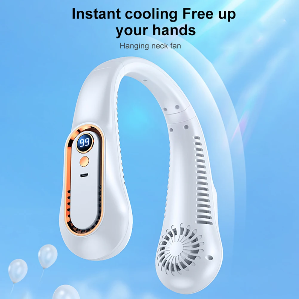 

3600mAh Hanging Neck Fan Portable USB Rechargeable Bladeless Mute Sports Fans Summer Air Cooling Outdoor Wearable Neckband Fan