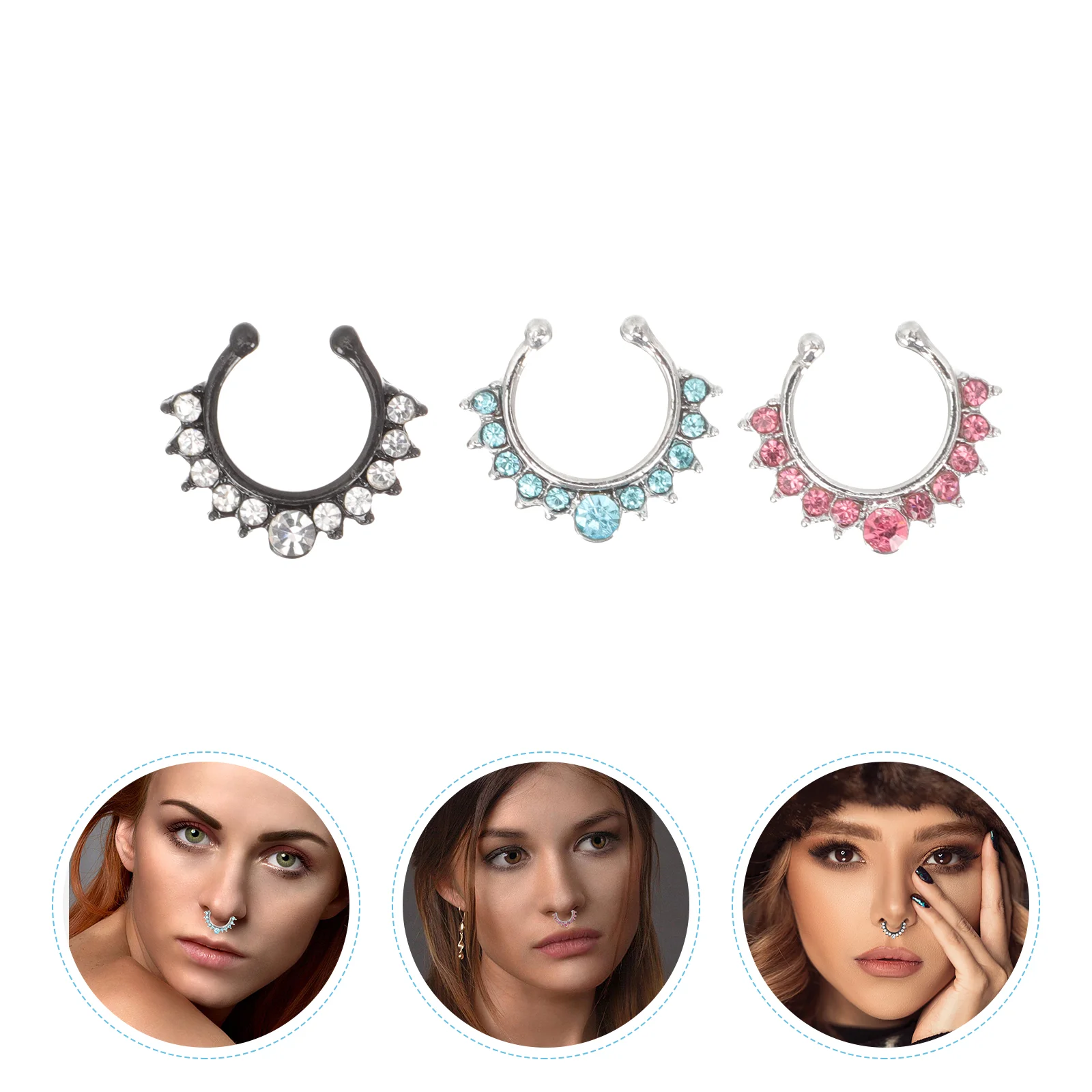 

3pcs Nose Rings Fashion Fake Nose Rings Nose Ring Decoration
