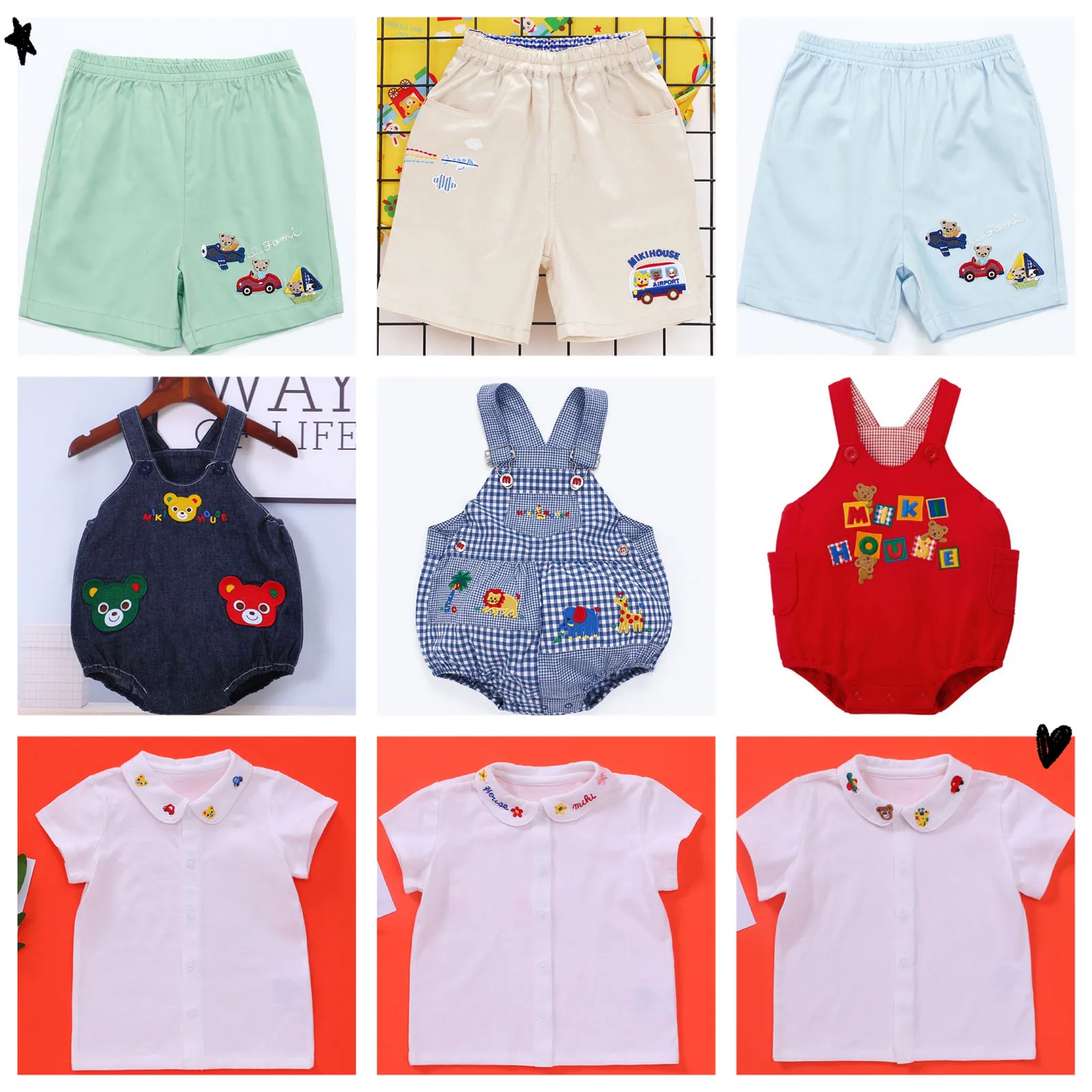 

Children's Overalls 2022 Summer Boys And Girls Baby Cute Cartoon Embroidered Wizard Hat Overalls Shorts Short-Sleeved Suit