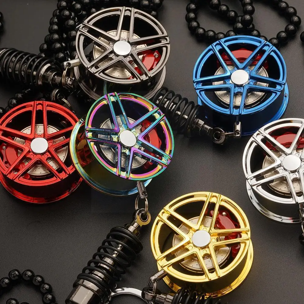 

Car Styling Rearview Mirror Pendants Ornaments Aluminum Alloy Wheel Hub Rubber Tire Interior Hanging Chain For Rearview Z3t3