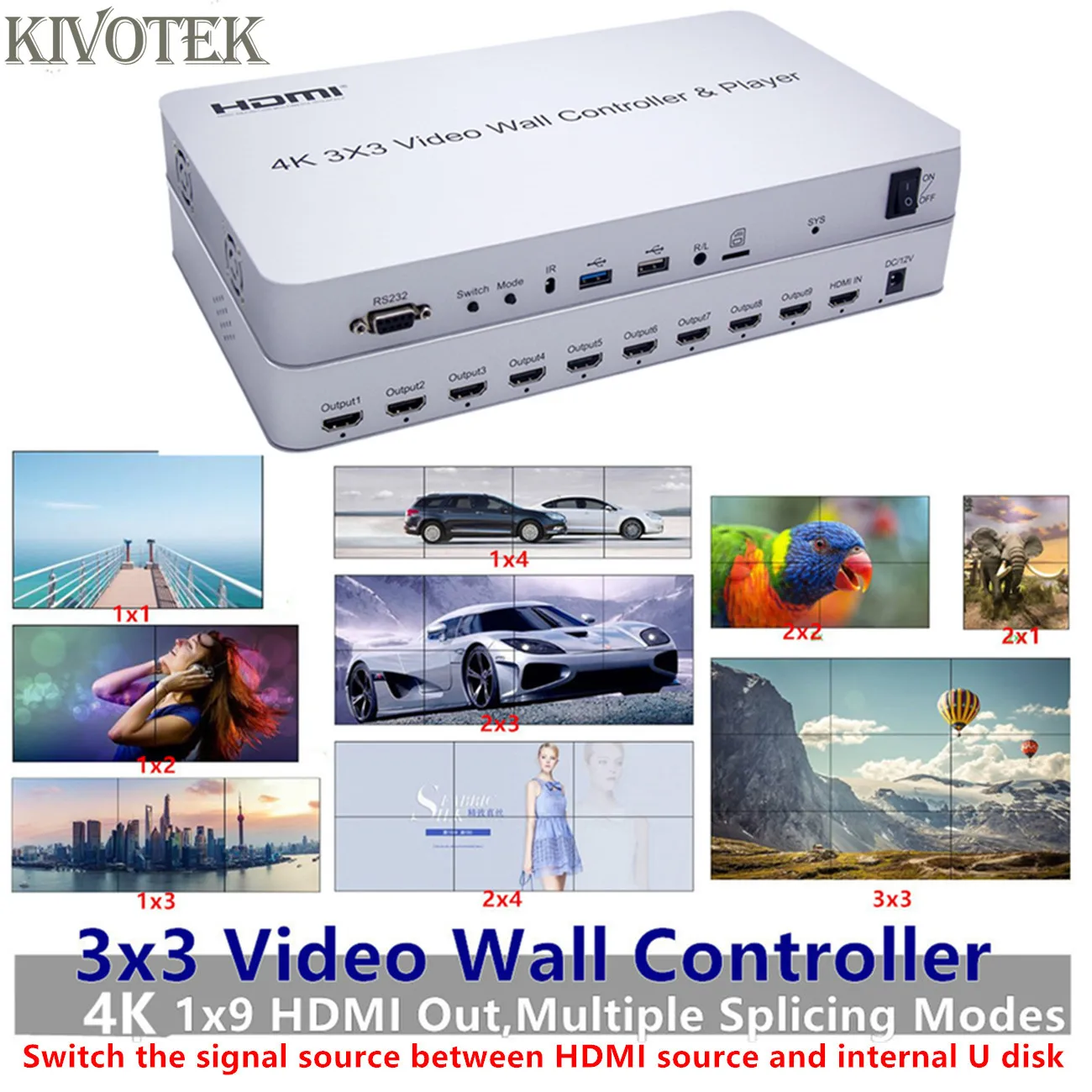 3x3 4K HDMI USB видео настенное управление ler плеер процессор переключатель HD TV /Usb