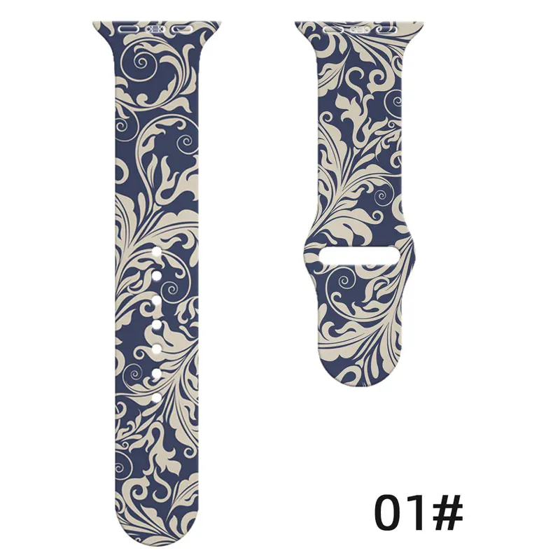 

Porcelain Pattern Strap for Apple Watch 9 8 7 SE 6 Silicone Band Replaceable Bracelet for iWatch 49mm 45mm 44mm 42mm Watchband